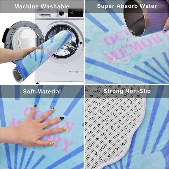 NEW Seashell Bathroom Rug, Non-Slip, Washable Plush Absorbent 24 x 22. - Picture 6 of 9